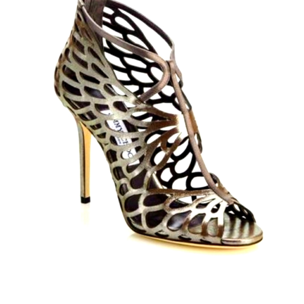 Jimmy Choo Women's Fyonn Laser-cut Metallic Leather 5.5